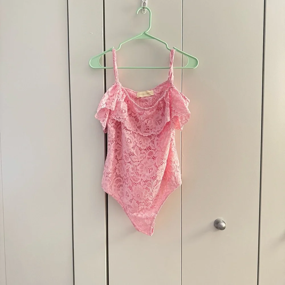 Loeffler randall pink lace bodysuit and skirt size L - Picture 2 of 10